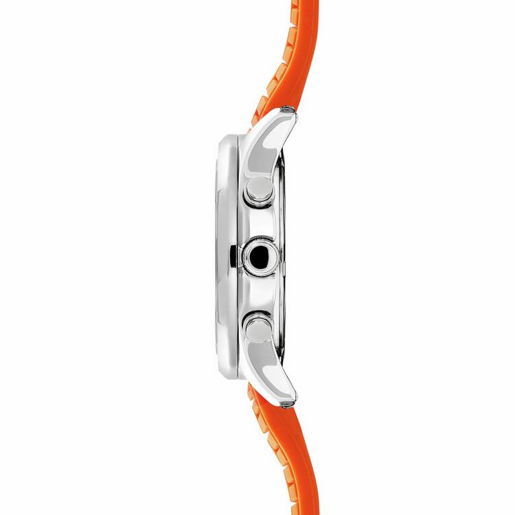 Sekonda men's chronograph watch with black dial and orange silicone strap - British product