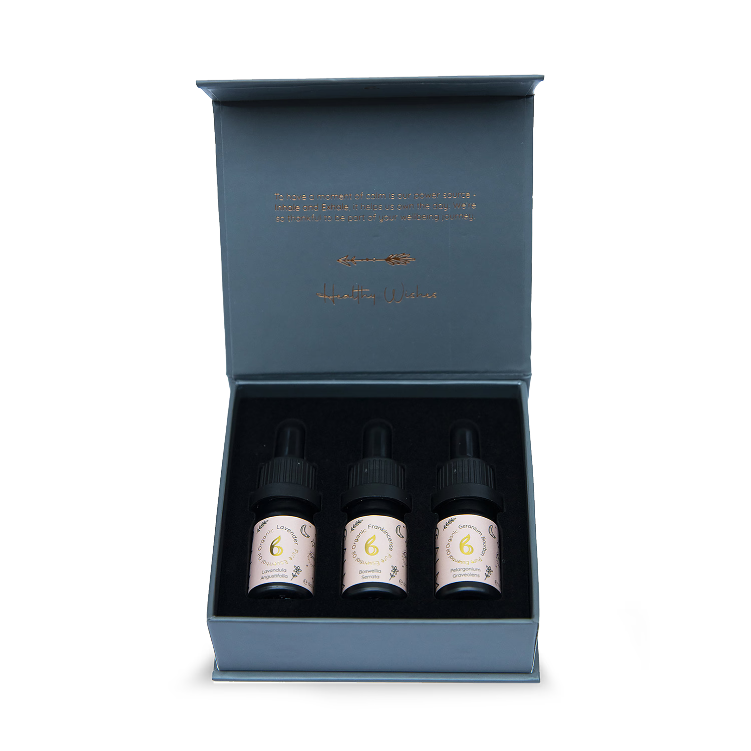B Calm essential oil set Geranium Lavender Frankincense 3x5ml - British product