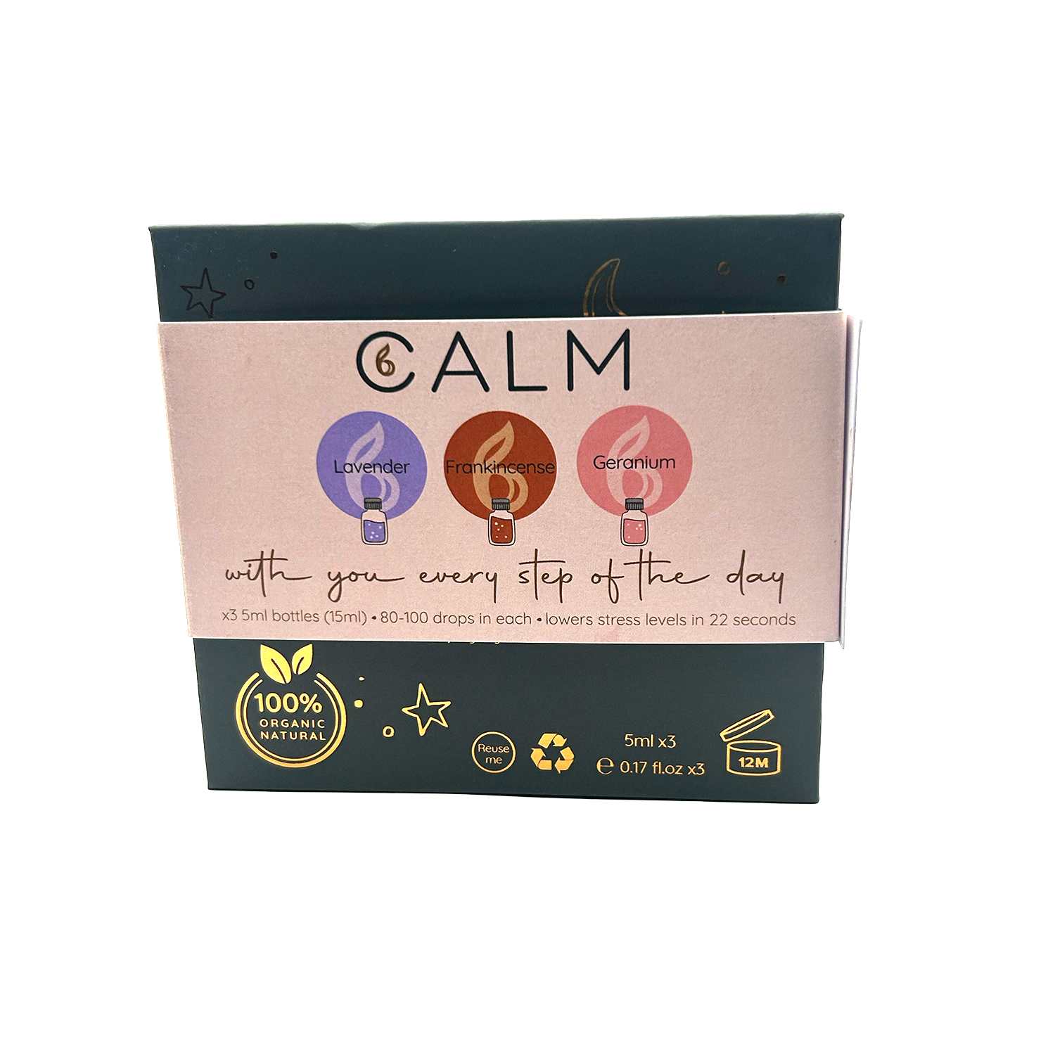 B Calm essential oil set Geranium Lavender Frankincense 3x5ml - British product