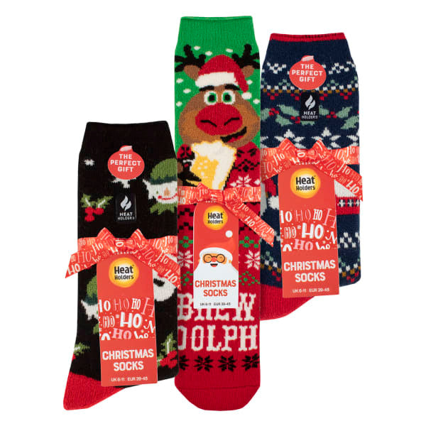 Heat Holders 3-pack men's novelty Christmas thermal socks - British product