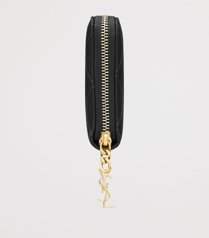 Saint Laurent Matelassé zip-up wallet with YSL monogram (British brand)
