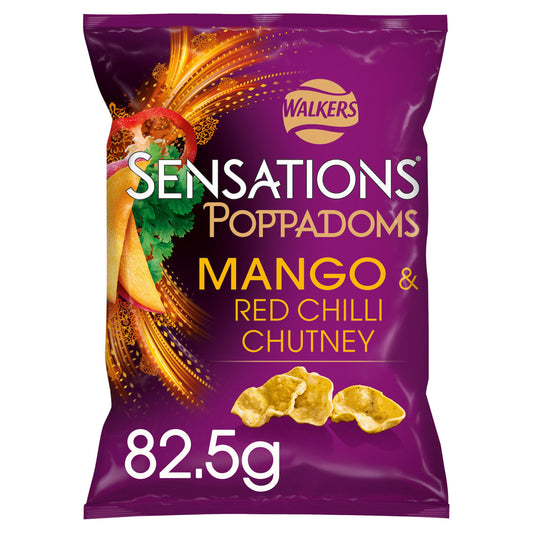 Sensations Mango & Chilli Chutney Sharing Poppadoms 82.5g Sharing crisps Sainsburys   
