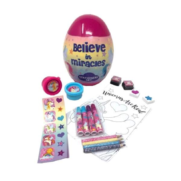 Kids Unicorn Egg Shaped Stationery Set GOODS Superdrug   