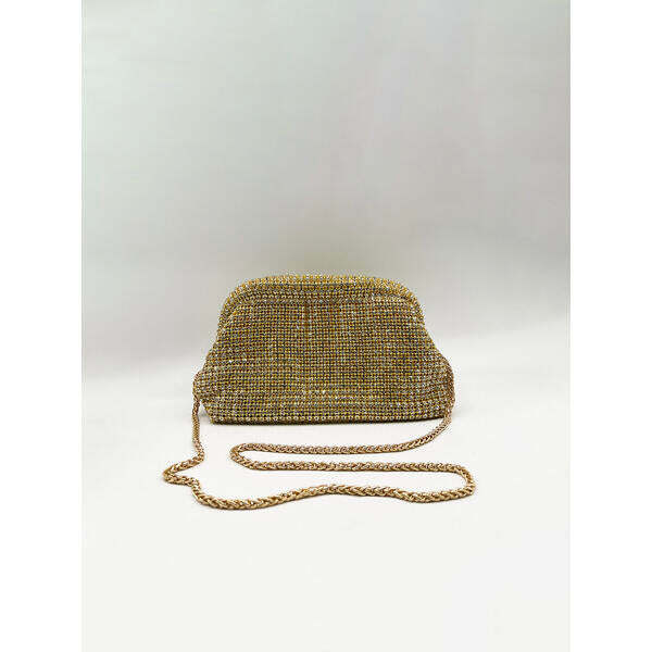 SVNX crystal clutch bag in gold 20cm, UK version