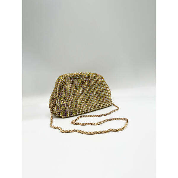 SVNX crystal clutch bag in gold 20cm, UK version