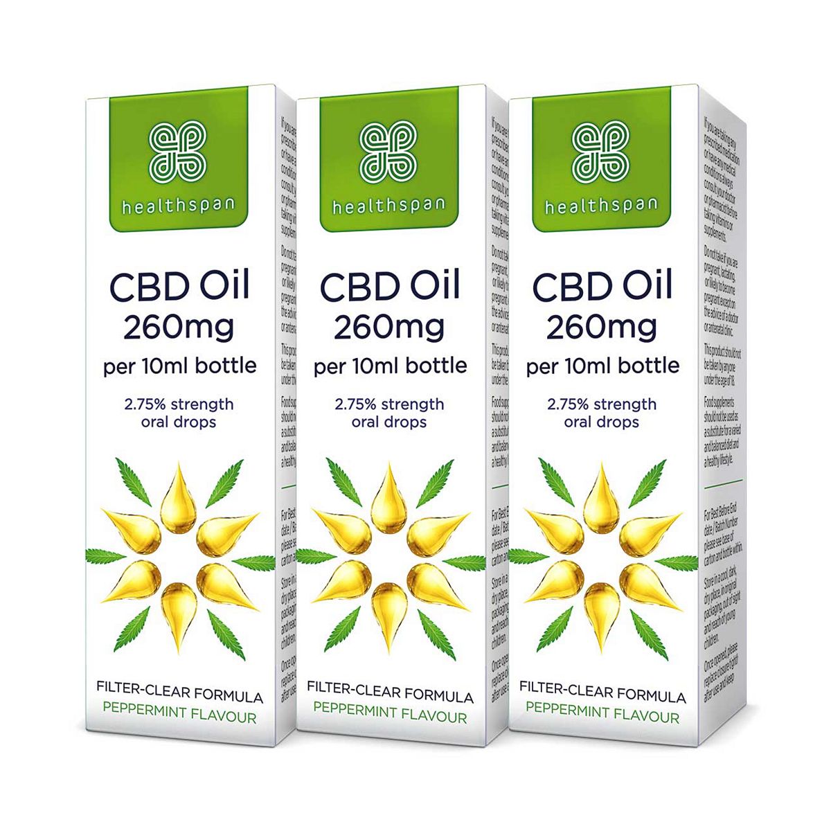 Healthspan CBD Oil 250mg Drops 10ml x 3 Bundle General Health & Remedies Boots   