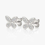 MUCHV butterfly stud earrings gold silver cubic zirconia imported from the UK