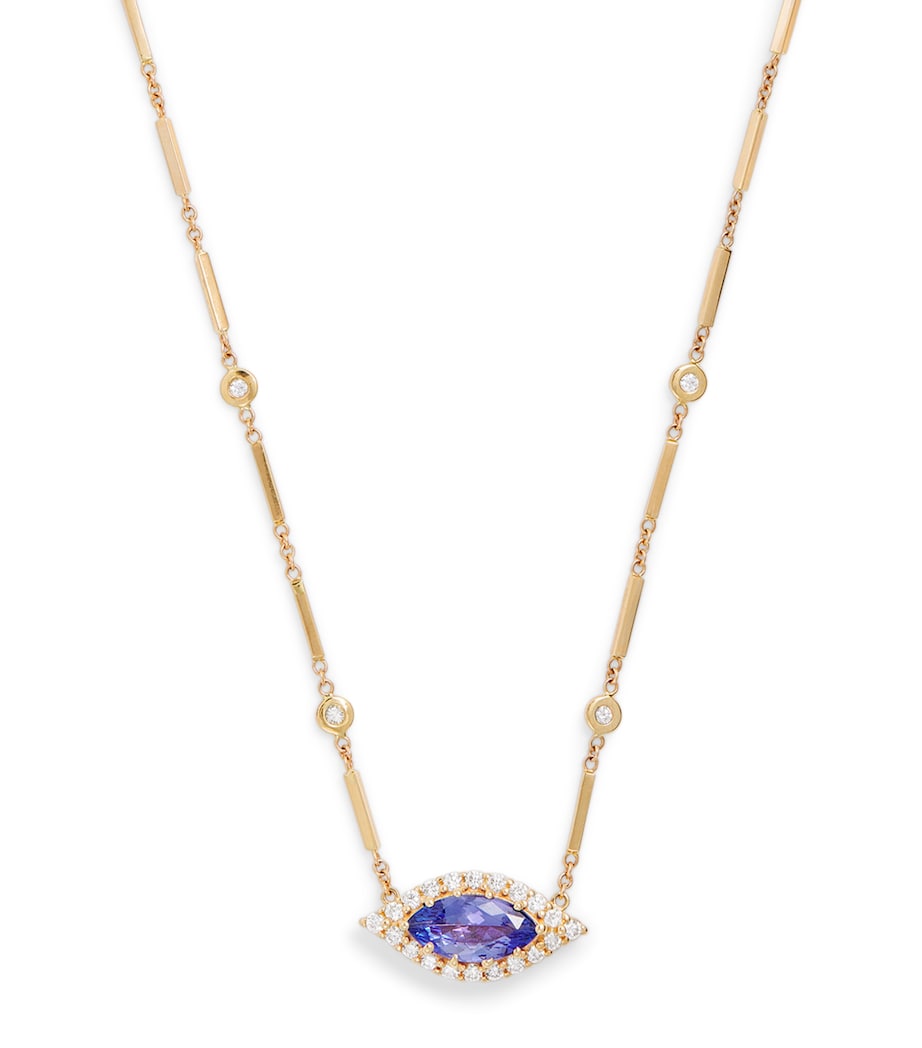 Jacquie Aiche evil eye necklace yellow gold diamond tanzanite (British brand)