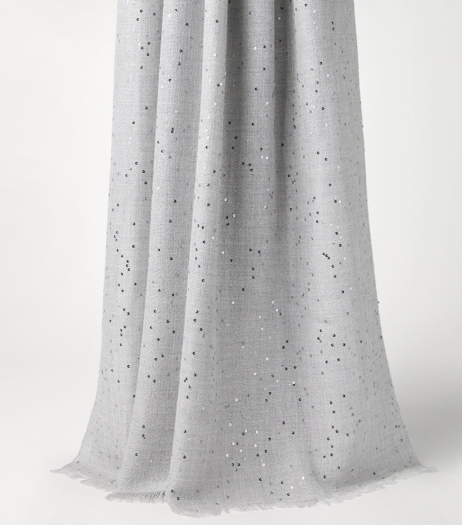 Brunello Cucinelli cashmere silk diamond yarn sequin scarf, imported from the UK