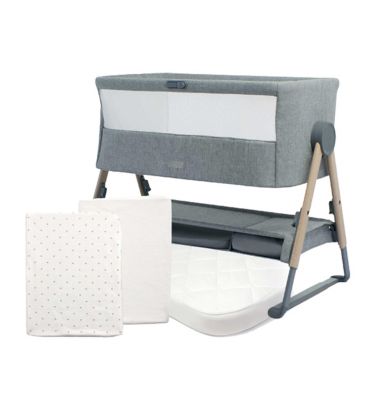 Mamas & Papas Lua Bedside Crib Bundle Grey GOODS Boots   