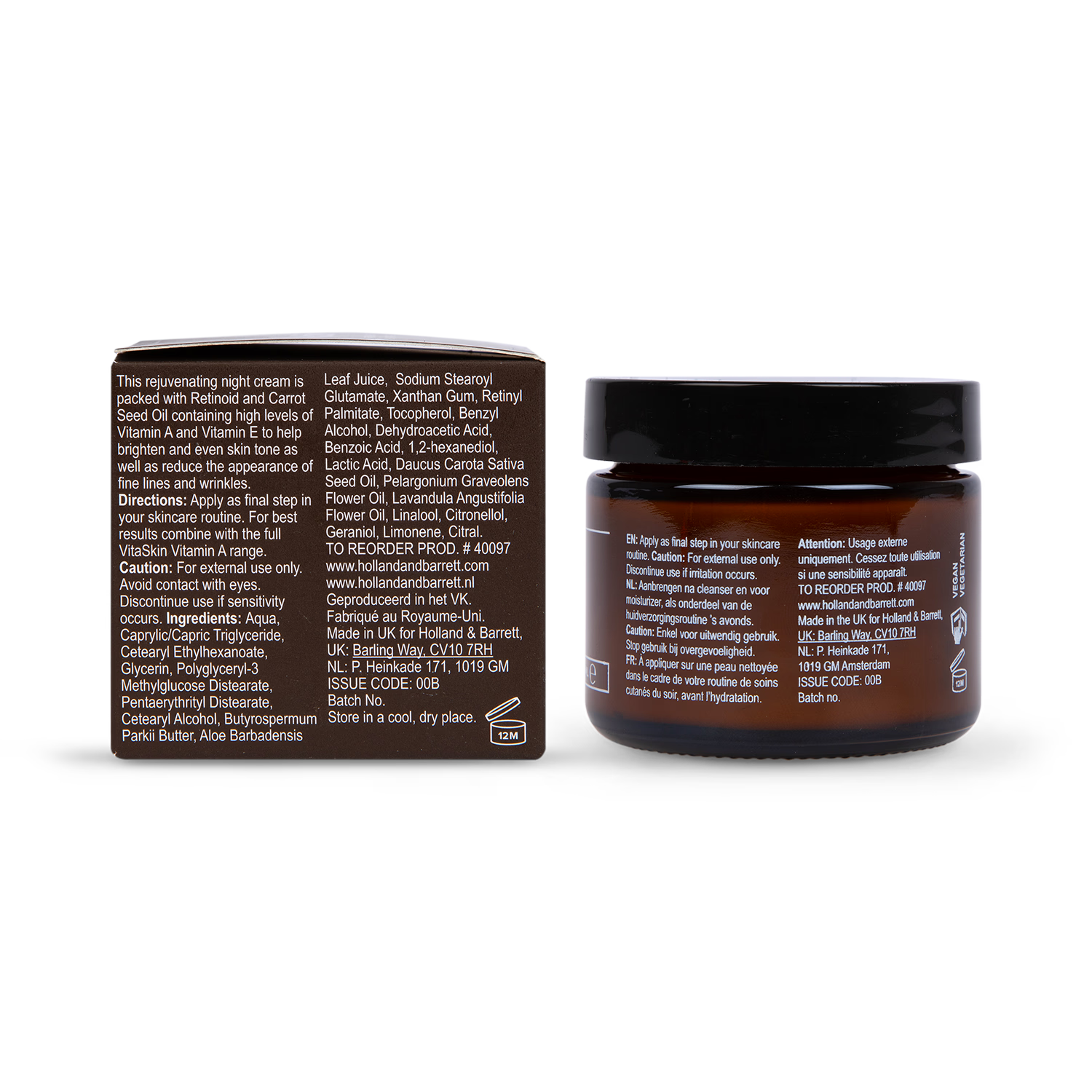 Vitaskin Vitamin A Rejuvenating Night Cream for face care (British brand)
