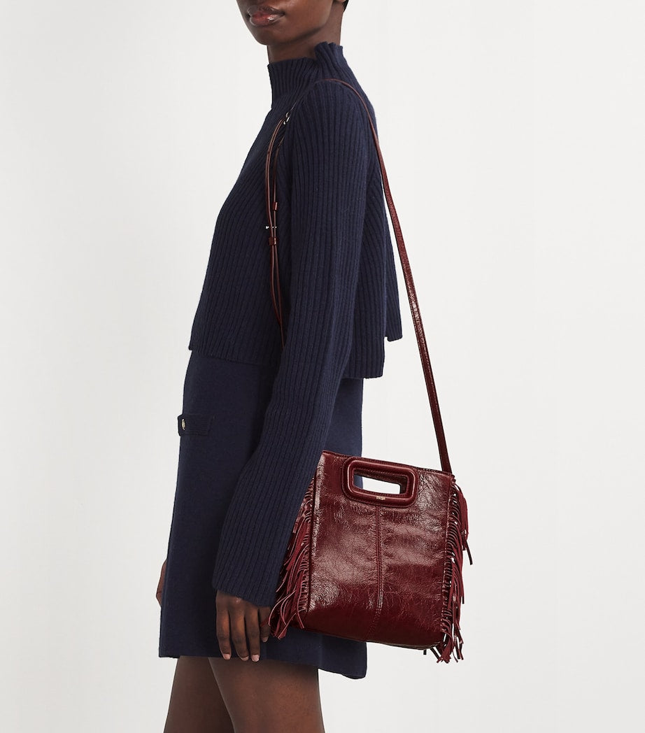 Maje cracked leather fringed M handbag (British brand)