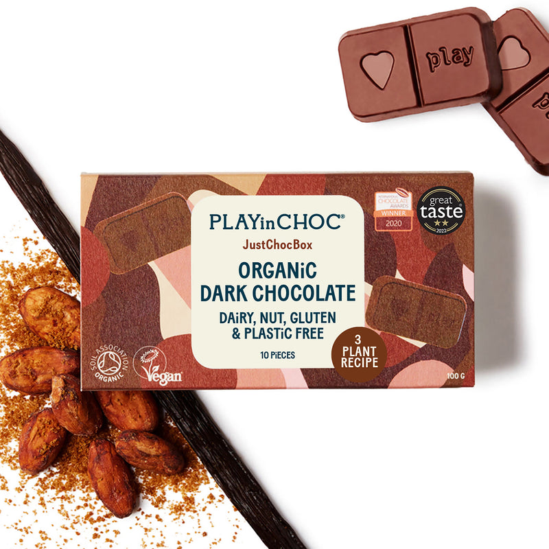 PLAYin CHOC JustChoc Box organic dark chocolate 1kg (British brand)