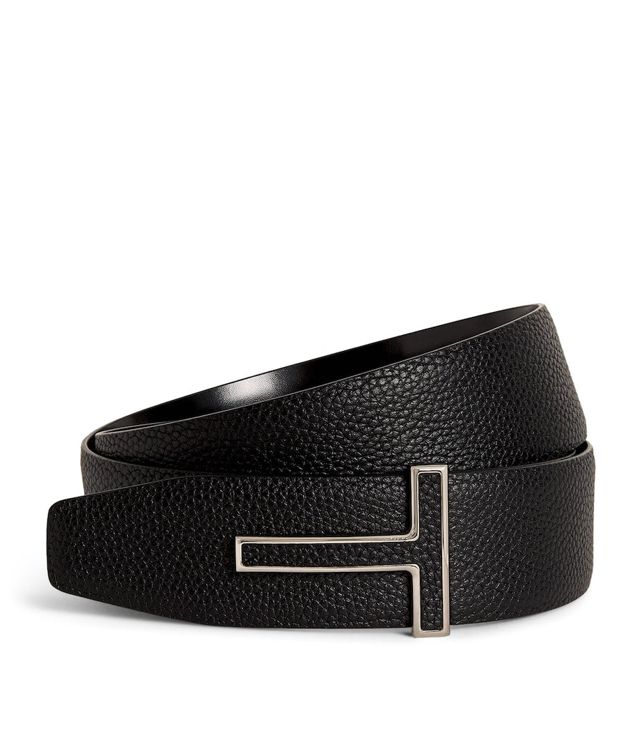 TOM FORD reversible calf leather belt with T buckle, imported from the UK