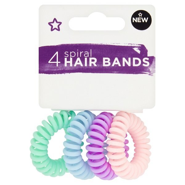 Superdrug Studio Coloured Spiral Hair Bands x 4