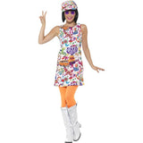 Smiffys 60s Groovy Chick Costume with dress and hat, UK version