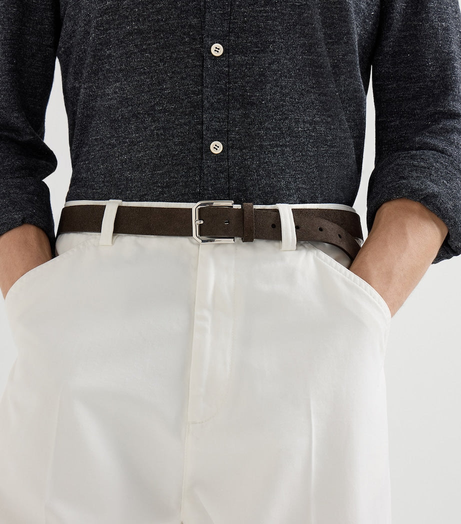 Brunello Cucinelli reversed leather buckle belt 3cm, imported from the UK