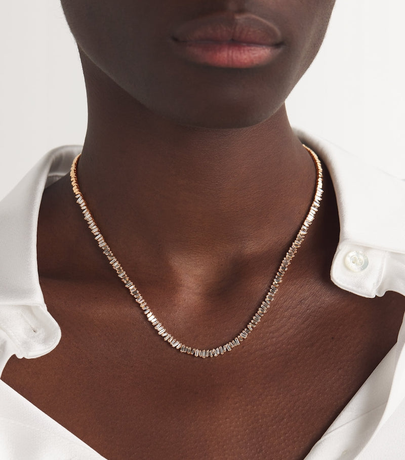 Suzanne Kalan rose gold diamond mini classic tennis necklace, UK version