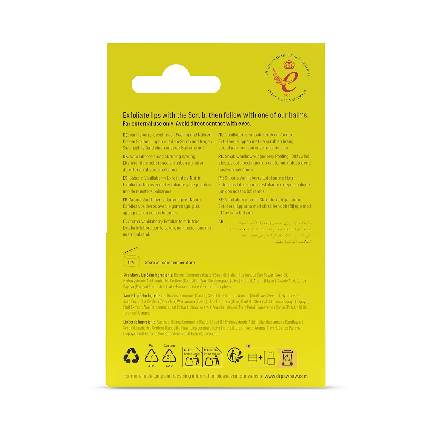Dr. PawPaw Vanillaberry lip scrub and balm duo 24 g, UK version