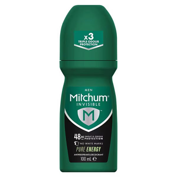 Mitchum Invisible Pure Energy Roll On 100ml, imported from the UK