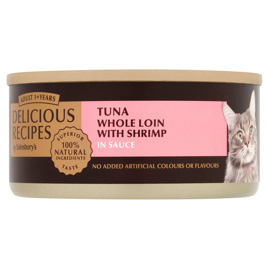 Sainsbury's Delicious Recipes 1+ Adult Cat Food Tuna Whole Loin with Shrimp 70g Cat pouches & trays Sainsburys   
