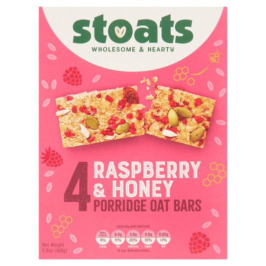 Stoats Raspberry & Honey Porridge Oat Bars 4x42g GOODS Sainsburys   