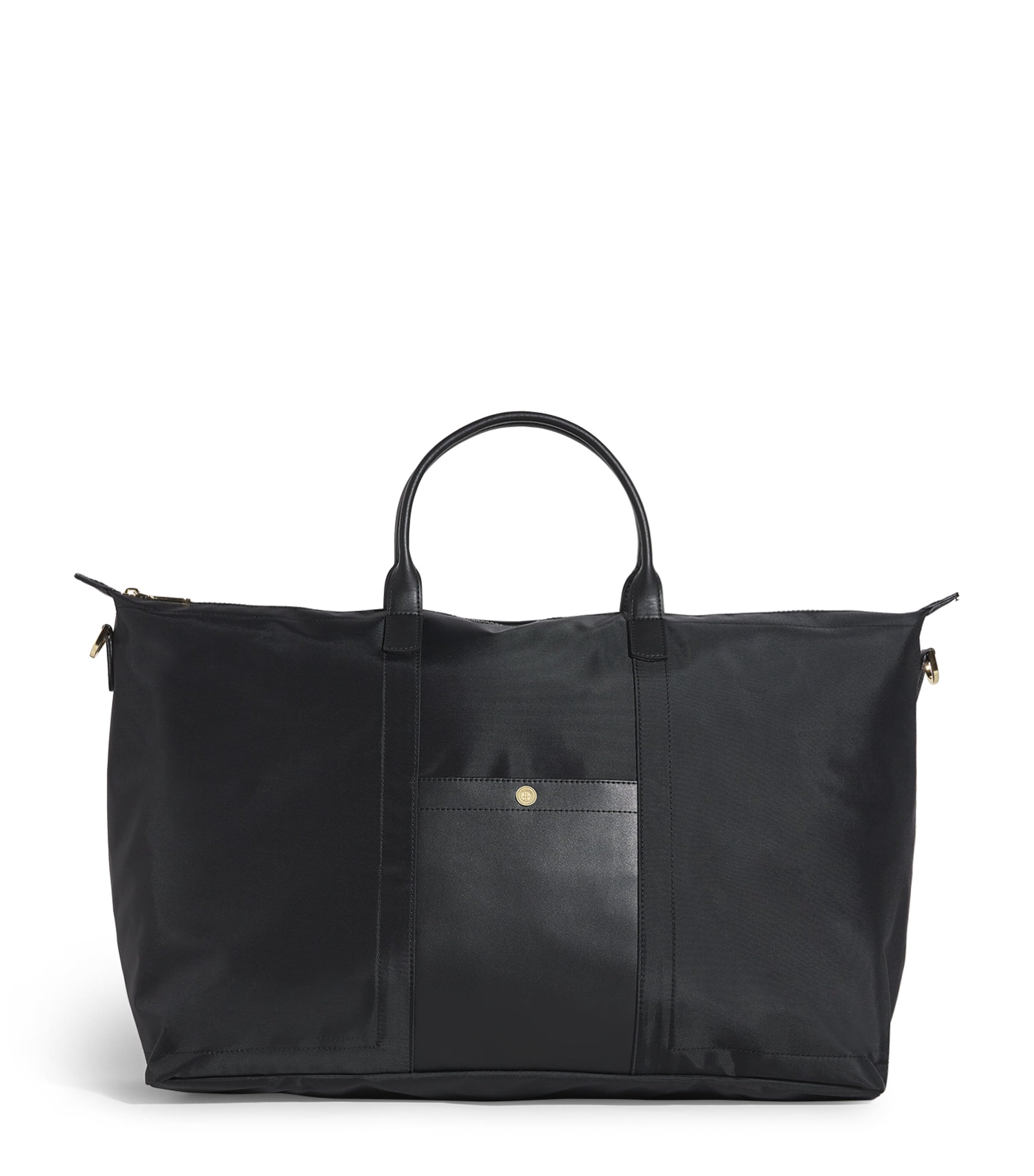 Harrods nylon overnight tote bag with leather trim and gold hardware, UK version