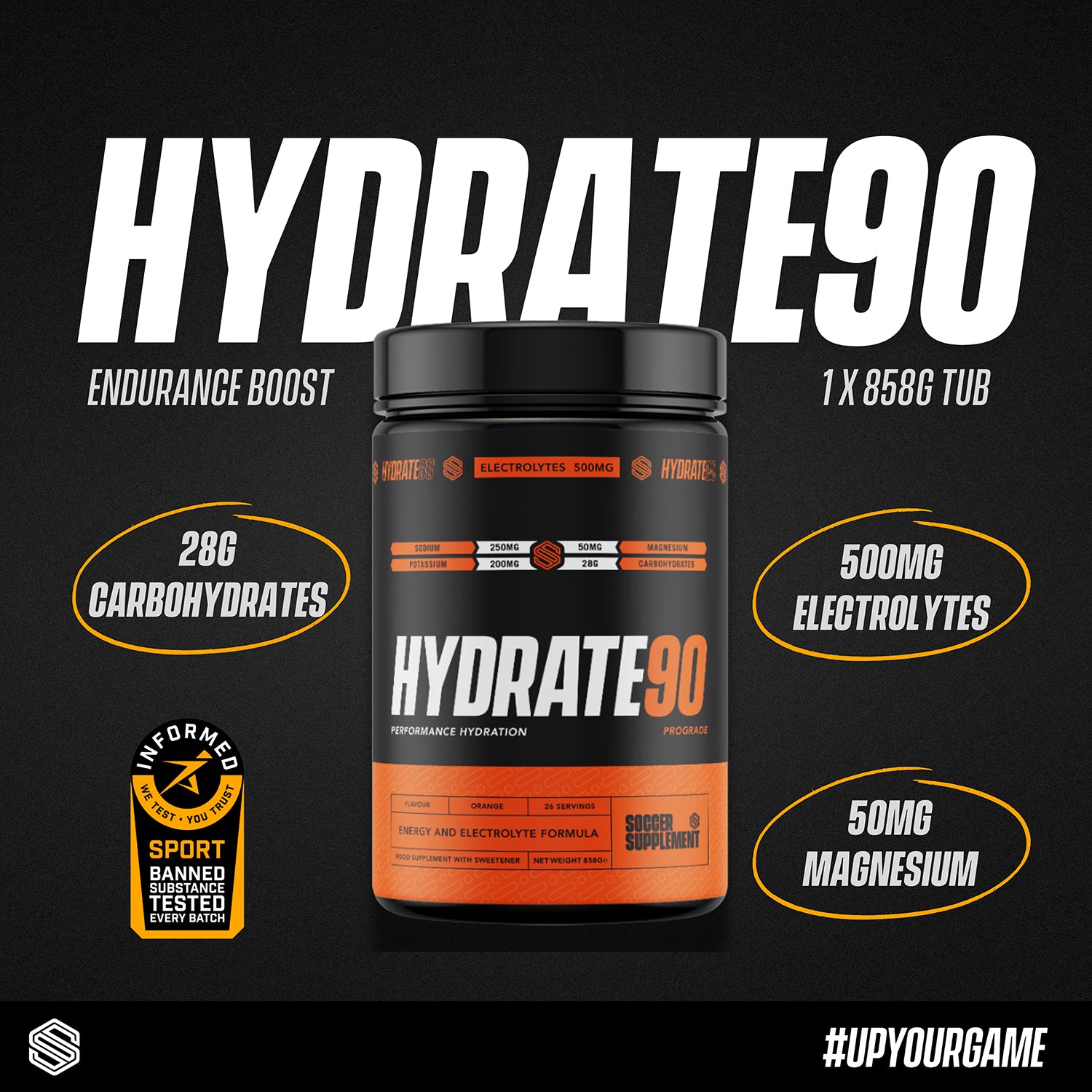 Soccer Supplement hydration powder orange 26 servings, imported from the UK