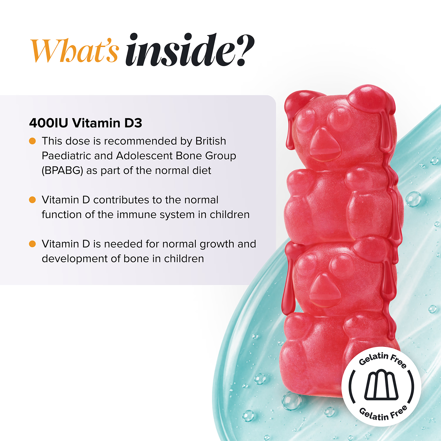 Novomins kids vitamin D3 gummies strawberry 90 gummies, imported from the UK