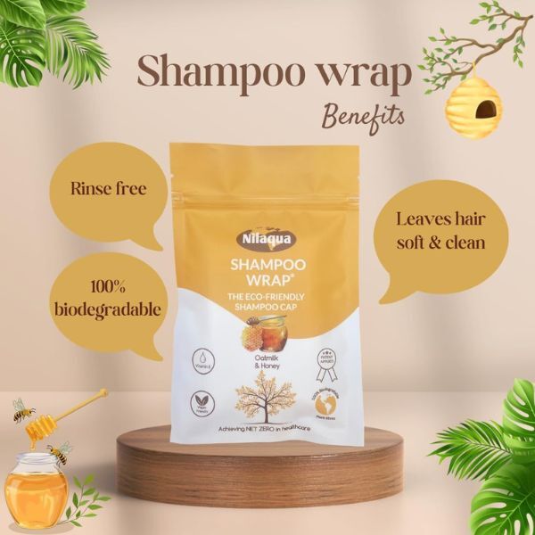 Nilaqua shampoo wrap Oatmilk and Honey triple pack, imported from the UK