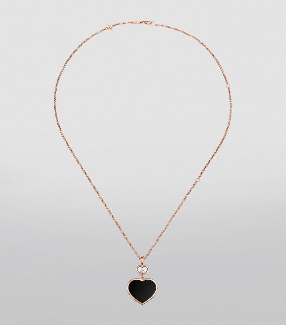 Chopard Happy Hearts necklace rose gold diamond onyx, imported from the UK