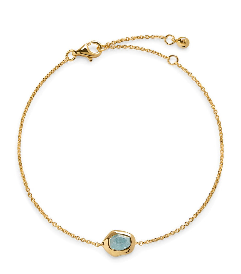 Monica Vinader gold vermeil aquamarine Odyssey bracelet, imported from the UK