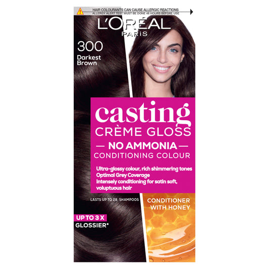 L'Oreal Paris Casting Creme Gloss Semi Permanent Hair Dye Darkest Brown 300 Brunette Sainsburys   
