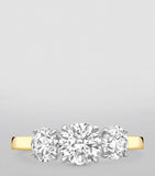 Boodles yellow gold platinum three stone diamond engagement ring, UK version