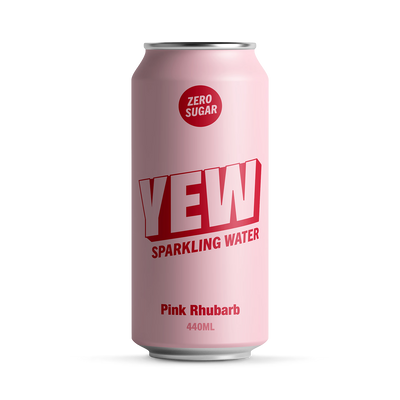 Holland & Barrett YEW Pink Rhubarb Sparkling Water 440ml- Buy online at McGrocer