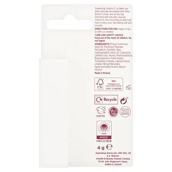 Vitamin E lip balm stick 4g unit (British brand)