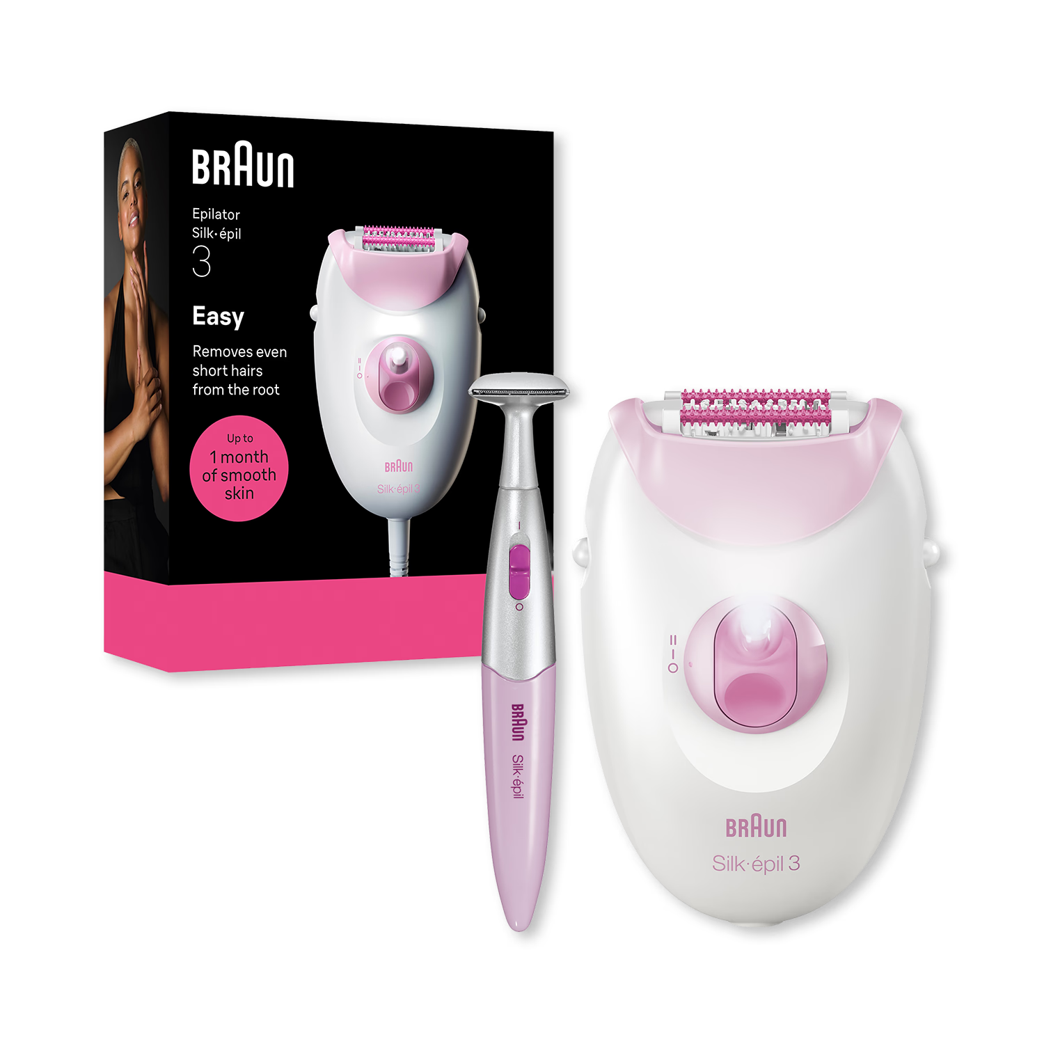 Braun Silk·épil 3 corded epilator pink, imported from the UK