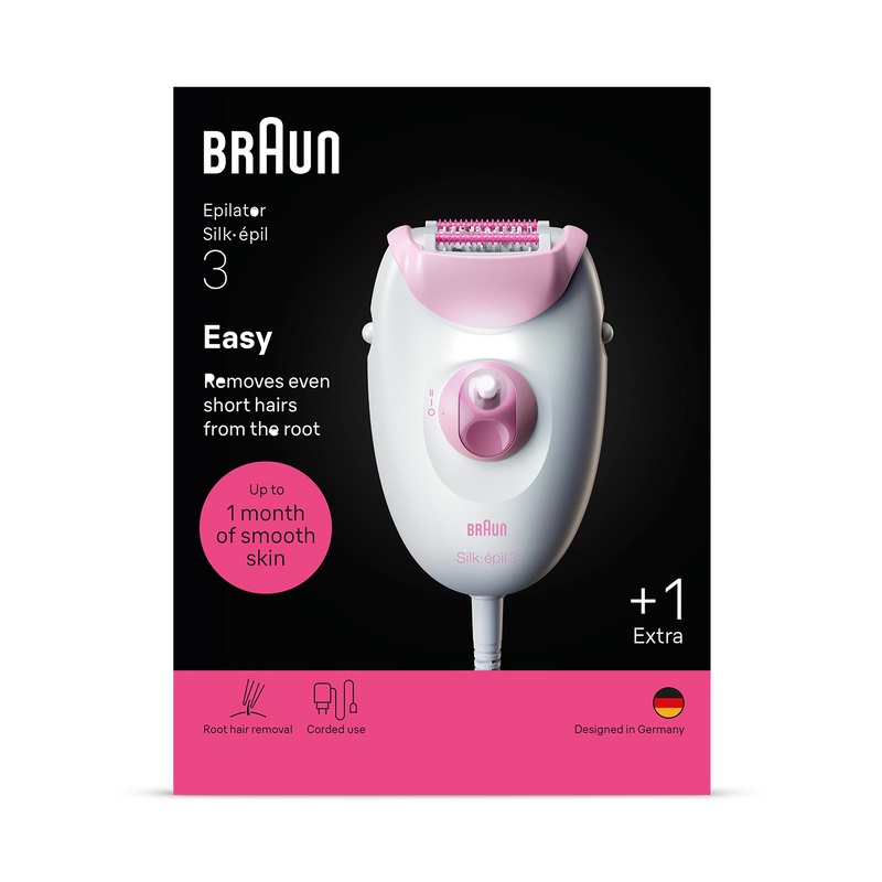 Braun Silk·épil 3 corded epilator pink, imported from the UK