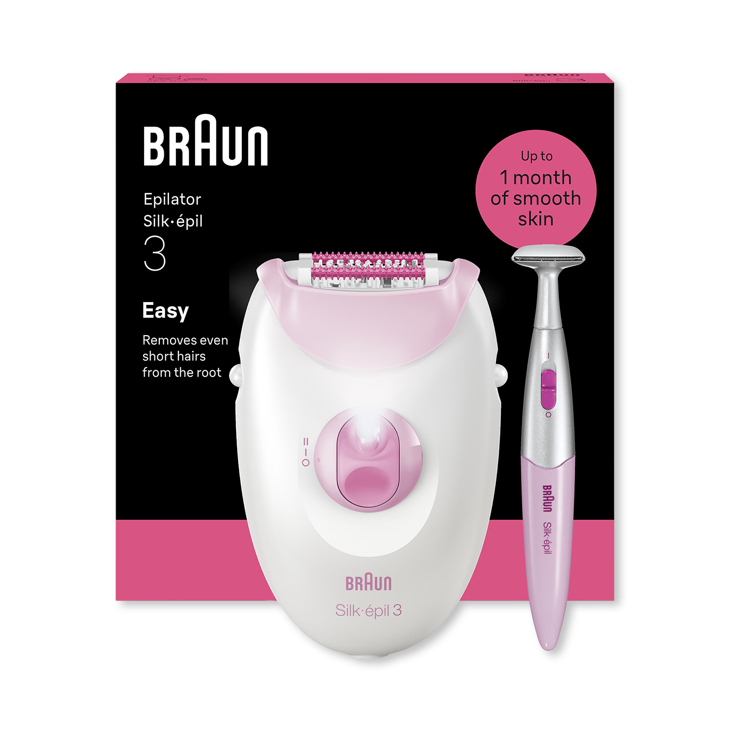 Braun Silk·épil 3 corded epilator pink, imported from the UK