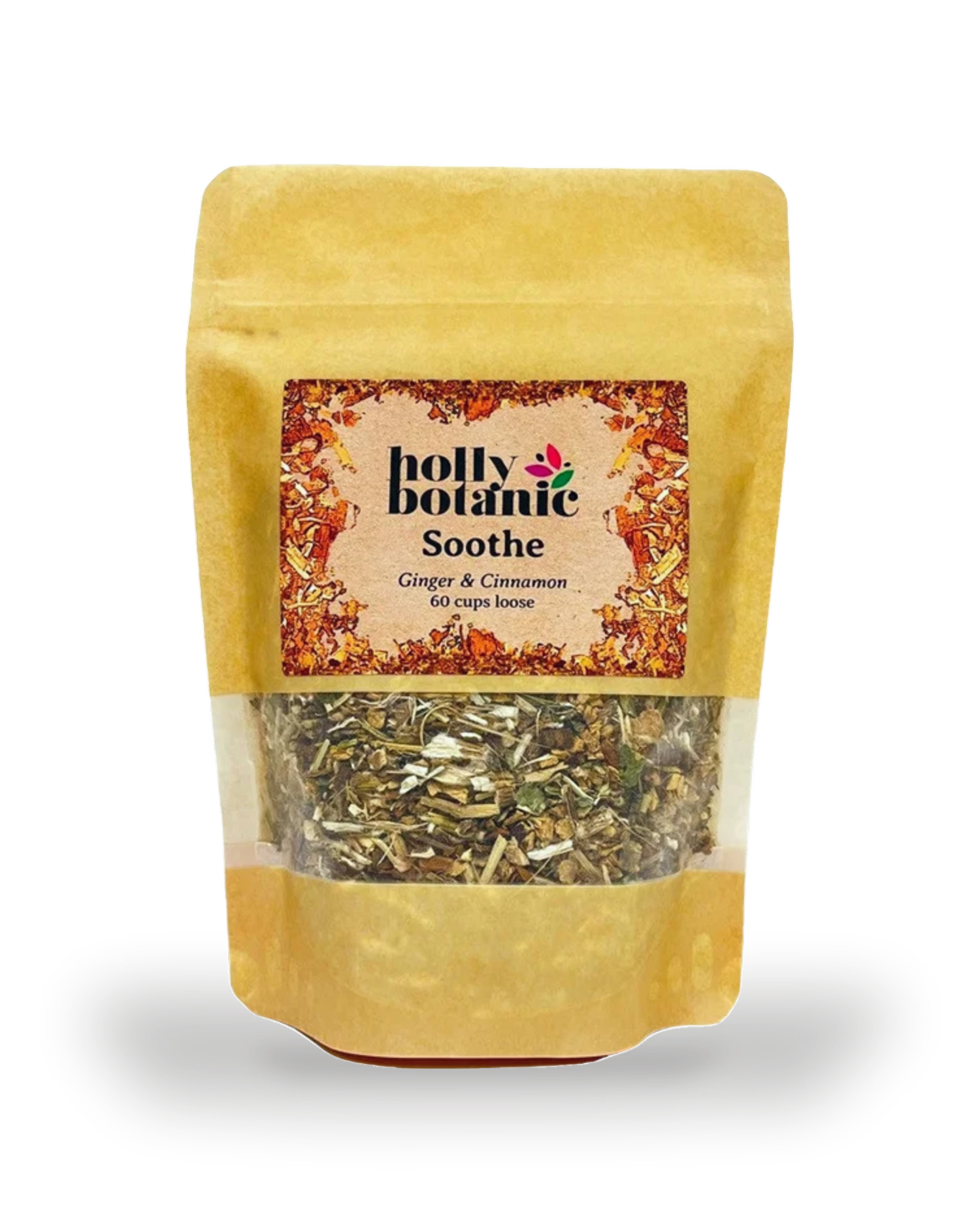 Holly Botanic soothe tisane ginger and cinnamon 60 cup loose, imported from the UK