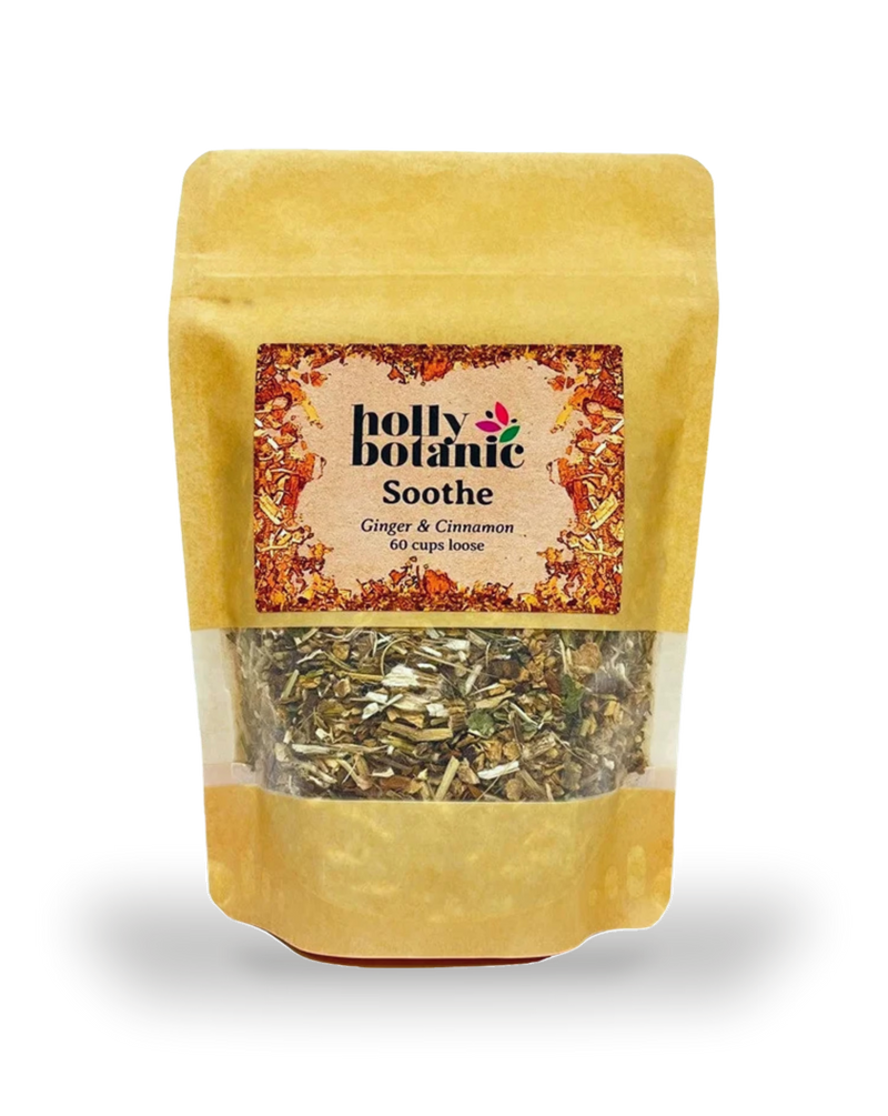 Holly Botanic soothe tisane ginger and cinnamon 60 cup loose, imported from the UK