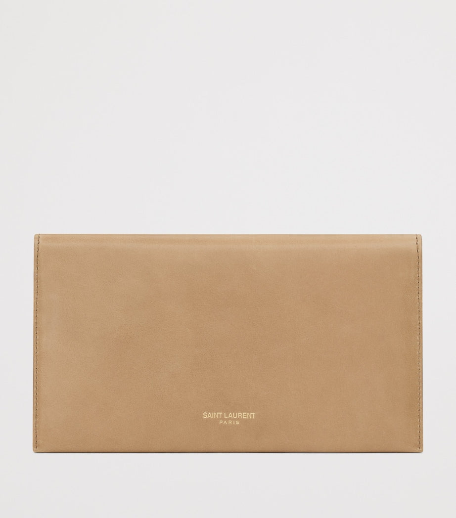 Saint Laurent Large Leather Letter Flap Wallet, imported from the UK
