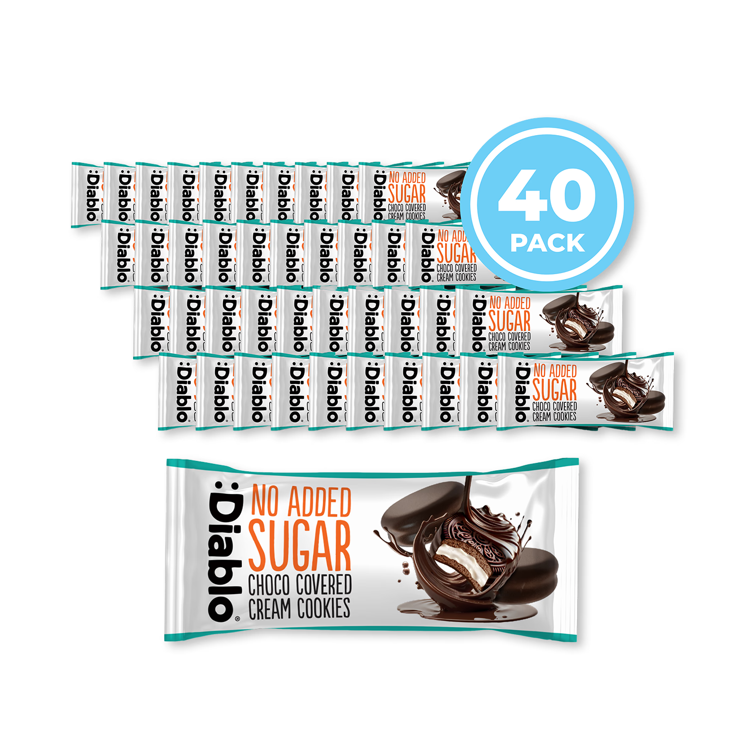 Diablo no added sugar chocolate covered cream cookies 34g pack (British brand)