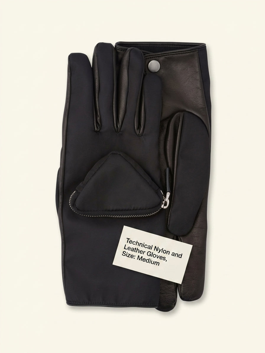 Prada logo-embellished Re-Nylon and leather gloves, UK version