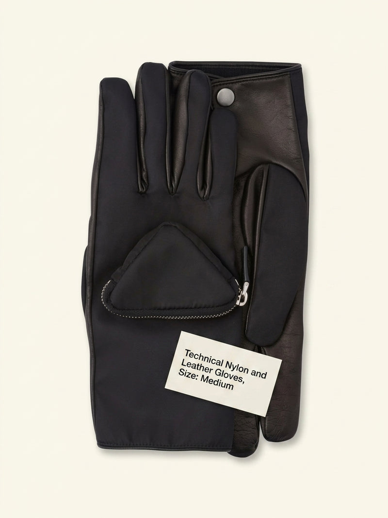 Prada logo-embellished Re-Nylon and leather gloves, UK version