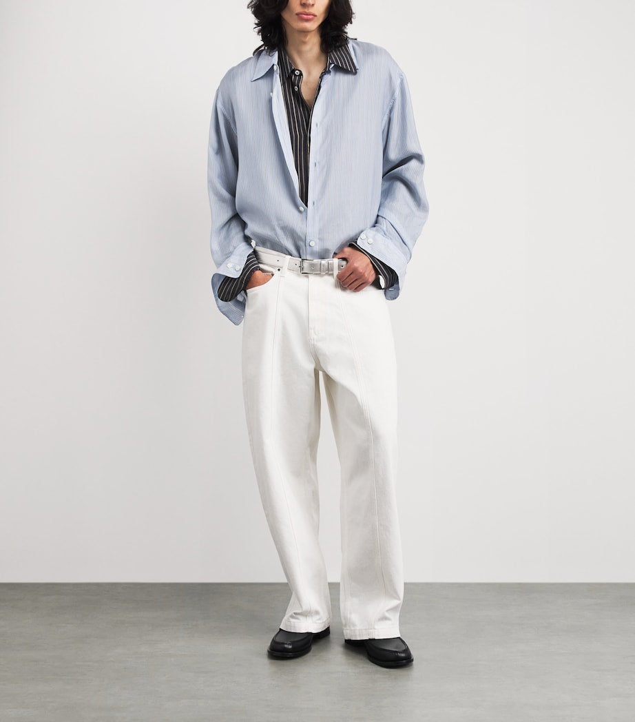 Comme Des Garçons belt silver metallic leather, imported from the UK