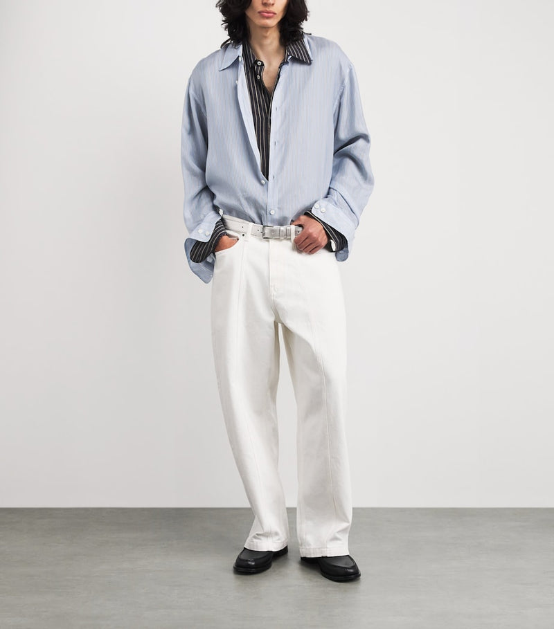 Comme Des Garçons belt silver metallic leather, imported from the UK