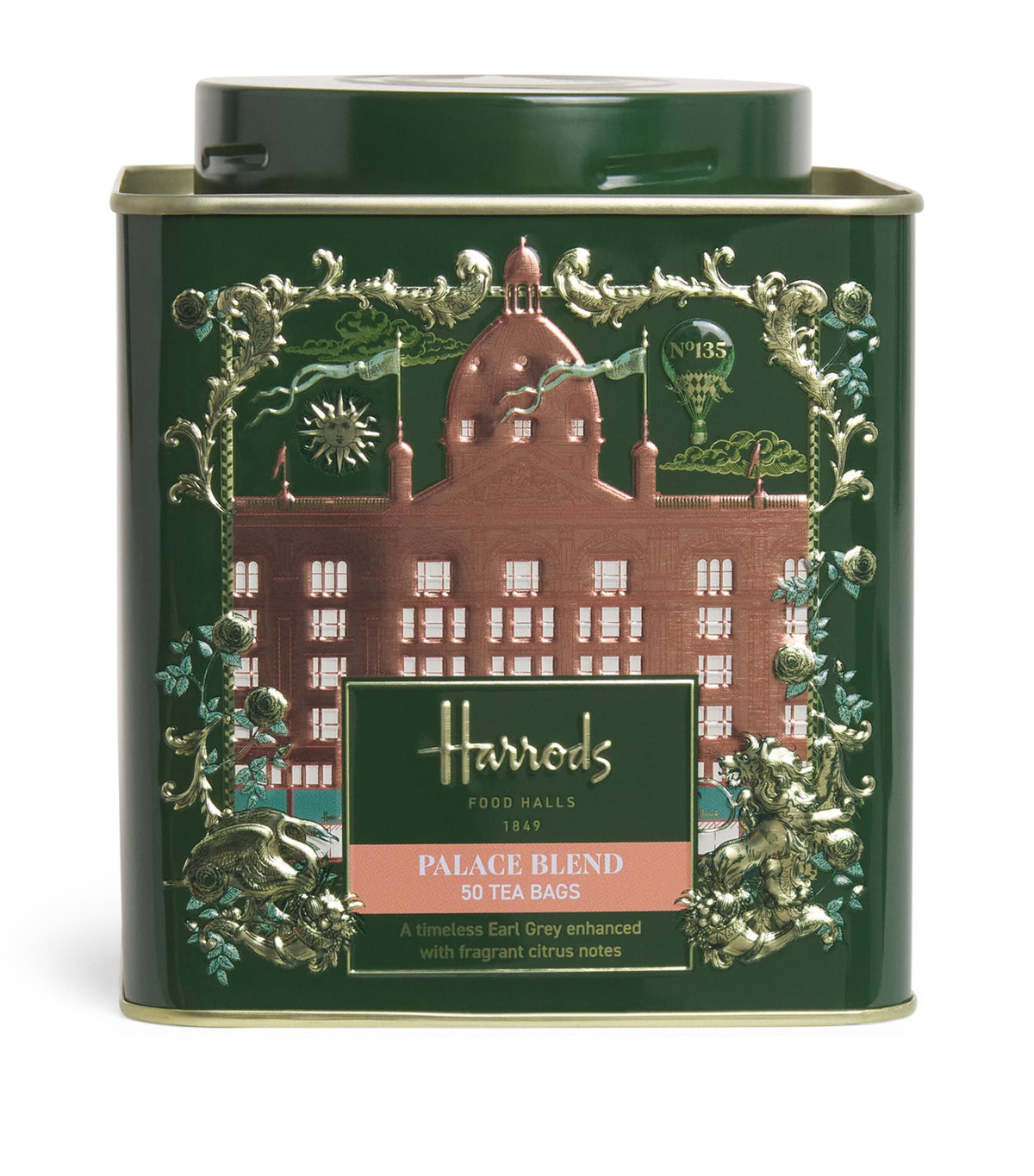 Harrods Palace Blend black tea with bergamot, 50 tea bags, UK version