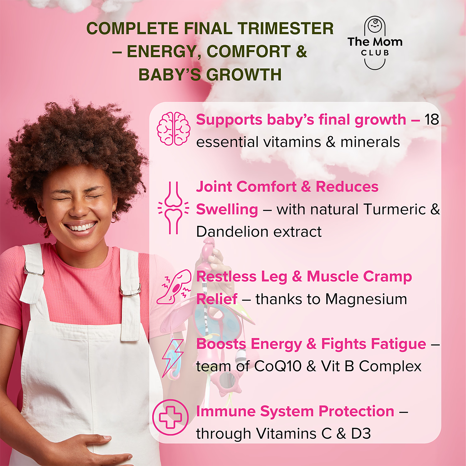 The Mom Club third trimester prenatal vitamins 60 capsules, imported from the UK