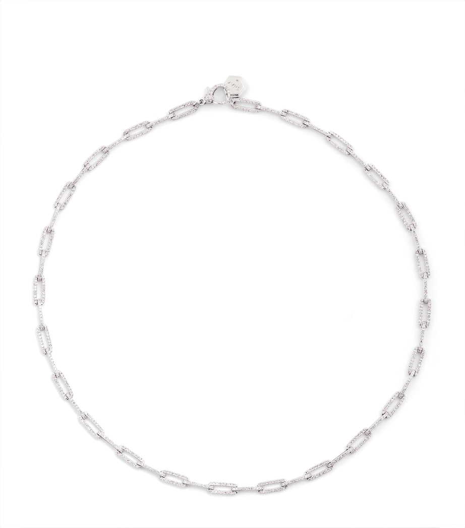 SHAY white gold diamond flat cable link necklace 40-45cm, UK version
